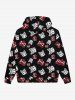 Gothic Skull Skeleton Heart Print Pockets Drawstring Hoodie For Men -  