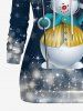 Sweat à Capuche 3D Etoile Flocon de Neige et Bonhomme de Neige de Noël Imprimés de Grande Taille avec Poches à Paillettes - Bleu profond M