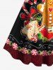 Plus Size Christmas Tree Star Gingerbread Man Candy Ribbons Print Tank Dress -  