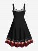 Plus Size Christmas Tree Star Gingerbread Man Candy Ribbons Print Tank Dress -  