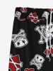 Gothic Skull Skeleton Heart Print Drawstring Wide Leg Sweatpants For Men -  