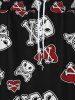 Gothic Skull Skeleton Heart Print Drawstring Wide Leg Sweatpants For Men -  