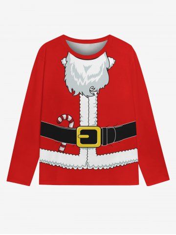 Gothic Christmas Santa Clause Beard Candy Belt 3D Print T-shirt For Men - RED - XL