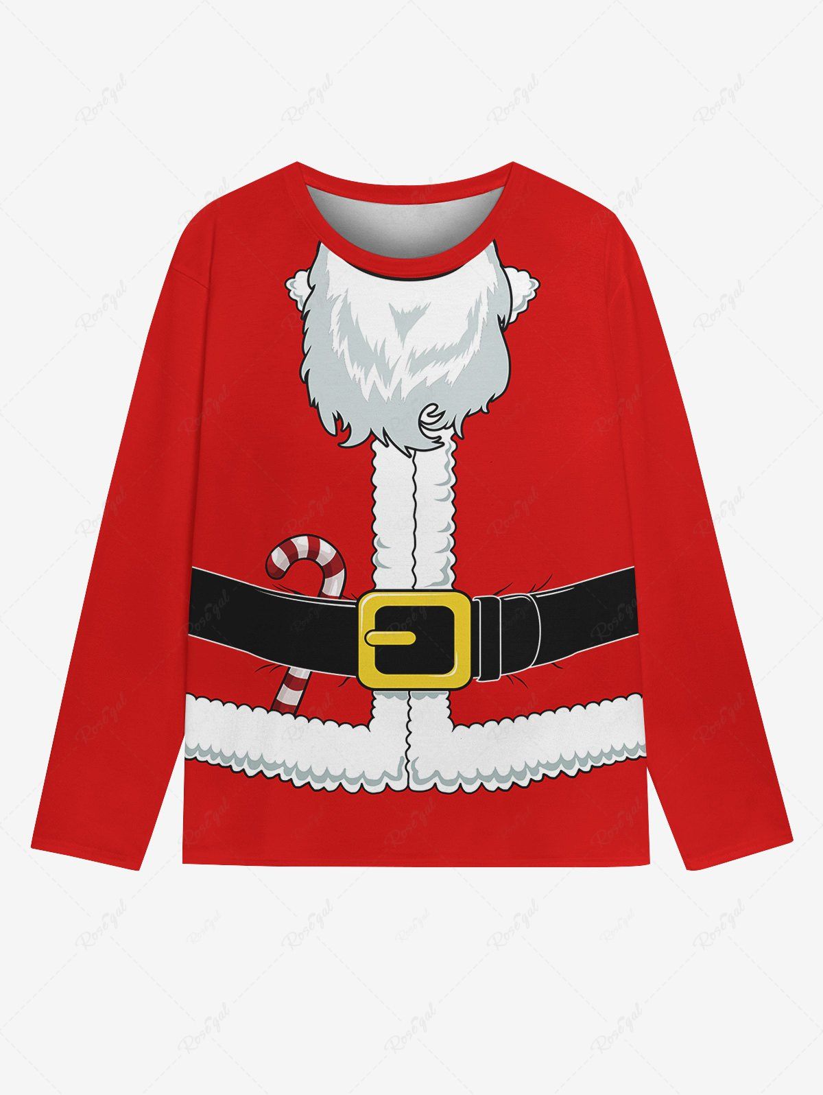 Outfit Gothic Christmas Santa Clause Beard Candy Belt 3D Print T-shirt For Men  