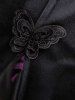 Gothic Butterfly Applique Split Floral Flocking Velvet Patchwork Pockets Pull On Flare Pants -  