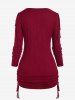 Plus Size Cowl Neck Rib-knit Cinched Ruched Top -  