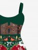 Robe Corset avec Lacets et à Imprimé Arbre et Lapin en 3D Grande-Taille - Vert profond 5X
