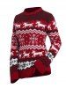 Christmas Elk Snowflake Chevron Graphic Crew Neck Sweater -  
