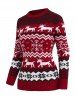 Christmas Elk Snowflake Chevron Graphic Crew Neck Sweater -  