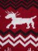 Christmas Elk Snowflake Chevron Graphic Crew Neck Sweater -  