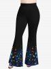 Plus Size Glitter Colorful Star Floral Print Ombre Pull On Flare Pants -  