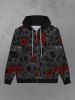 Gothic Skulls Print Zip Up Pockets Hoddie For Men -  