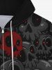 Gothic Skulls Print Zip Up Pockets Hoddie For Men -  