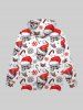 Gothic Christmas Hat Skull Candy Snowflake Heart Print Fleece Lining Drawstring Hoodie For Men -  