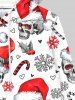 Sweat à Capuche en Molleton Imprimé Flocons de Neige Crâne et Chapeau de Noël Style Gothique pour Homme - Blanc 5XL