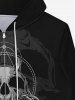 Gothic Skeleton Skull Geometric Graphic Print Zip Up Pockets Hoodie For Men -  