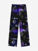 Gothic Galaxy Tie Dye Sun Moon Stars Print Drawstring Wide Leg Sweatpants For Men -  