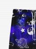 Gothic Galaxy Tie Dye Sun Moon Stars Print Drawstring Wide Leg Sweatpants For Men -  