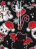 Gothic Christmas Tree Hat Skeleton Gingerbread Man Skulls Snowflake Print Drawstring Wide Leg Sweatpants For Men -  