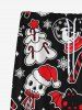 Gothic Christmas Tree Hat Skeleton Gingerbread Man Skulls Snowflake Print Drawstring Wide Leg Sweatpants For Men -  