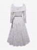 Plus Size Turn Down Shawl Neck Rivet Belted Pocket Velvet A Line Midi Casual Dress -  