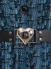 Plus Size Turndown Collar Heart Buckle Buttons Belt Blue Black Velvet Tweed Trench Coat -  