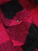 Men's Checkerboard Plaid Pattern Winter Warmth Fluffy Faux Fur Hooded Jacket -  