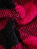 Men's Checkerboard Plaid Pattern Winter Warmth Fluffy Faux Fur Hooded Jacket -  