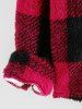 Men's Checkerboard Plaid Pattern Winter Warmth Fluffy Faux Fur Hooded Jacket -  