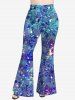 Plus Size Christmas Galaxy Snowflake Ombre Glitter 3D Print Flare Disco Pants -  