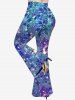 Plus Size Christmas Galaxy Snowflake Ombre Glitter 3D Print Flare Disco Pants -  
