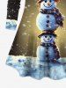 T-shirt Ombré Père Noël et Flocon de Neige Imprimés de Grande Taille à Manches Longues - Multi-A 3X