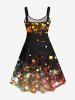 Plus Size Galaxy Bubble Stars Sparkling Sequin Glitter Belt 3D Print Tank Party Dress - Multi-A S