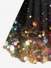 Robe de Soirée Brillante 3D Etoile Galaxie Imprimée Grande Taille à Paillettes - Multi-A 6X