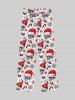 Gothic Christmas Hat Skulls Candy Snowflake Heart Fruit Print Drawstring Wide Leg Sweatpants For Men -  
