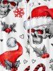 Chapeau de Survêtement de Noël avec Cordon de Serrage à Imprimé Crânes et Flocons de Neige Style Gothique pour Hommes - Blanc 8XL