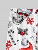 Chapeau de Survêtement de Noël avec Cordon de Serrage à Imprimé Crânes et Flocons de Neige Style Gothique pour Hommes - Blanc 8XL