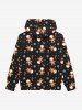 Gothic Christmas Gingerbread Man Skeleton Skull Candy Snowflake Star Print Zip Up Pockets Fleece Lining Hoodie For Men -  