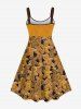 Plus Size Christmas Gingerbread Mirror Balls Print Tank Dress -  