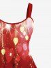 Robe de Soirée 3D Cœur Imprimé de Grande Taille à Paillettes à Frange - Rouge foncé XS