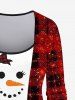 Haut Sapin de Noël Bonhomme de Neige Imprimé à Carreaux avec Nœud Papillon de Grande Taille à Paillettes - Rouge foncé 4X