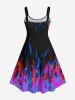 Plus Size Glitter Fire Flame Print A Line Tank Dress -  