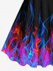 Plus Size Glitter Fire Flame Print A Line Tank Dress -  
