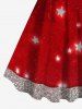 Robe de Soirée Noël Ligne A 3D Etoile Galaxie Imprimée Grande Taille à Paillettes - Rouge foncé 6X