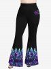Plus Size Christmas Tree Hat Star Letters Glitter 3D Print Flare Disco Pants -  