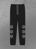 Gothic Sun Print Pockets Drawstring Sweatpants For Men -  
