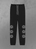 Pantalon de Survêtement avec Cordon de Serrage à Imprimé Soleil Style Gothique pour Hommes - Noir M