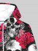 Sweat à Capuche Gothique Toile D'Araignée Rose Crâne Imprimés à Cordon en Laine pour Homme - Multi-A L