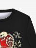 Gothic Heart Skeleton Skull Floral Graphic Print Sweatshirt For Men -  