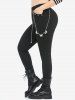 Plus Size Pockets Grommets Butterfly Chains Leggings -  